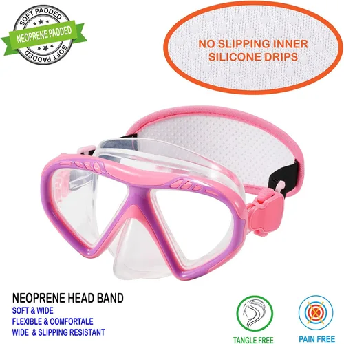 Miniatura 3 de Gafas de natación para niños, cubierta de nariz, gafas para niños sin tirones de pelo,Máscara de natación para niños antiniebla 1pk - Sirena rosa