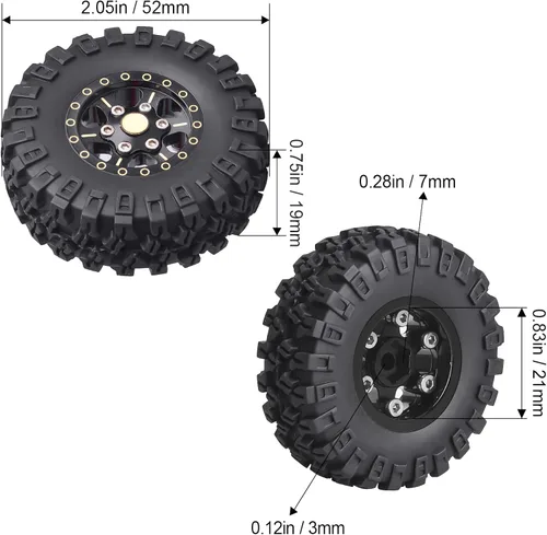 Miniatura 2 de HobbyPark Ruedas y neumáticos Beadlock de latón 1.0 para Traxxas TRX4M Piezas de actualización Axial SCX24 1/24 RC Crawler Reemplazo (paquete de 4)