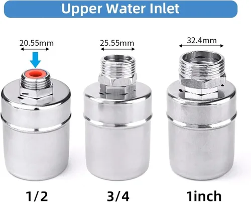 Miniatura 3 de Float Valve Automatic Water Level Control 1/2" 3/4" 1Inch 304 Stainless Steel Floating Installed Inside for Tower Tank(1",Side Water Inlet)