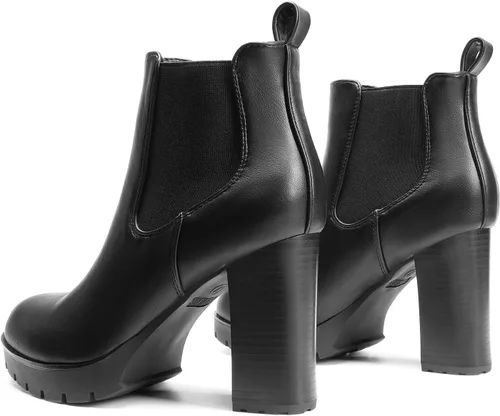 Miniatura 5 de DREAM PAIRS Chelsea - Botas al tobillo para mujer, con plataforma, tacón alto y grueso, con elástico lateral