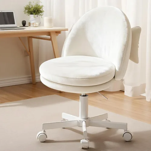 Miniatura 13 de GTPLAYER Silla de oficina alta de terciopelo con ruedas, sillas de tocador con respaldo, altura versátil: taburetes de oficina a bar, silla