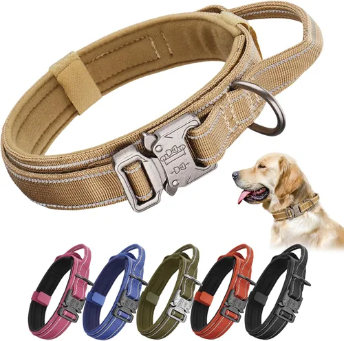 Miniatura 12 de KCUCOP - Collar táctico para perro, collar militar para perro, collares para perro Tactipup, ajustable, hebilla de metal resistente para perros M, L