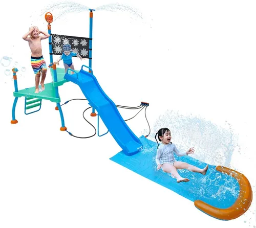 Miniatura 9 de Plum Play Kids Splash Pad Station Equipo de juego de tobogán acuático - Juguetes de agua para niños al aire libre, piscina con aspersor para niños