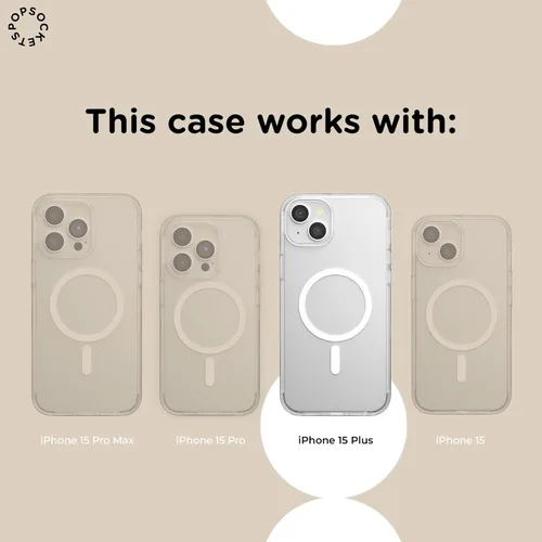 Miniatura 5 de PopSockets Funda para iPhone 15 Plus con agarre redondo compatible con MagSafe, funda para iPhone 15 Plus, compatible con carga inalámbrica - Aura