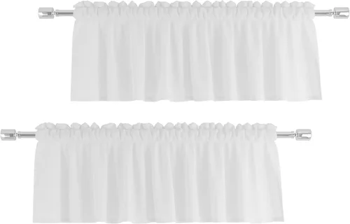 Miniatura 8 de Cenefas traslúcidas beige de 18 pulgadas, cortinas para ventana de sala de estar, dormitorio, cocina, mini paneles de cortina cortos pequeños