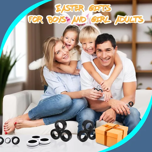 Miniatura 6 de Cevioce Juego de 3 anillos magnéticos para adultos, niños y adolescentes, anillo magnético giratorio para personas con TDAH y ansiedad, juguetes