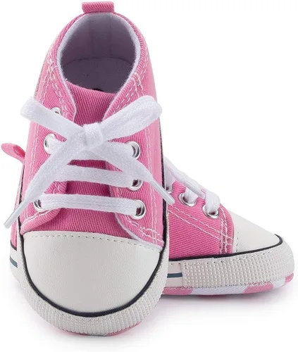 Miniatura 5 de Meckior - Zapatos deportivos de lona para bebé, con suela suave y caña alta, para sus primeros pasos y estar en la cuna
