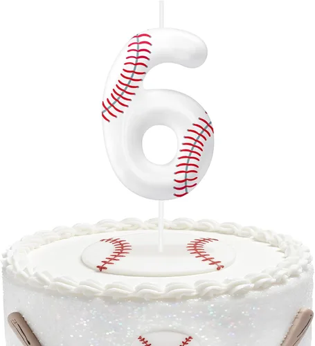 Miniatura 89 de Velas de cumpleaños con el número 0 de béisbol, decoración de pastel con temática de béisbol para niños y niñas, decoraciones de pasteles