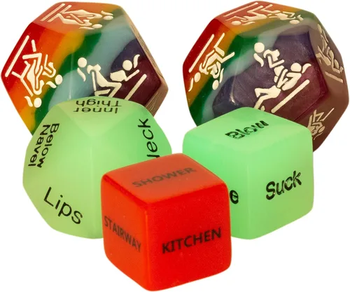 Miniatura 5 de Juego de 5 dados sexuales para mujeres, LGBTQ+ para parejas, juego sexual de orgullo. Dados de amor traviesos, noche de juego para adultos