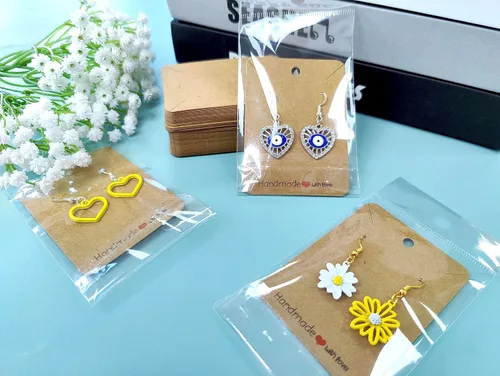 Miniatura 5 de MAIBAOTA Tarjetas de Aretes, 100 Piezas Tarjetas de Soporte de Exhibición de Aretes para Vender con Bolsas de Embalaje, Tarjetas de Joyería para 02