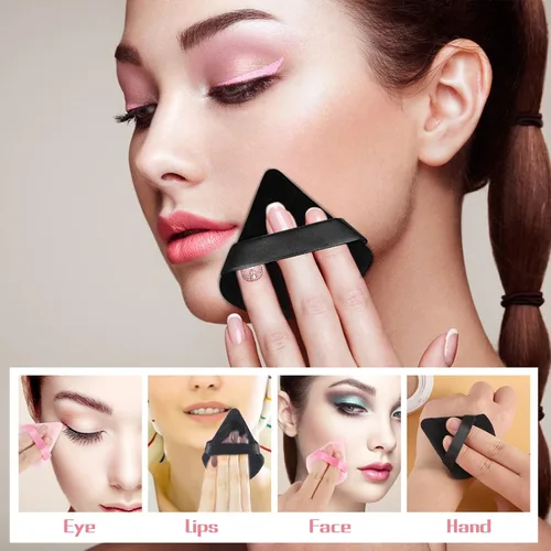 Miniatura 2 de Pimoys 12 esponjas de maquillaje triangulares para polvo suelto, base de terciopelo, esponja para maquillaje de belleza, color negro