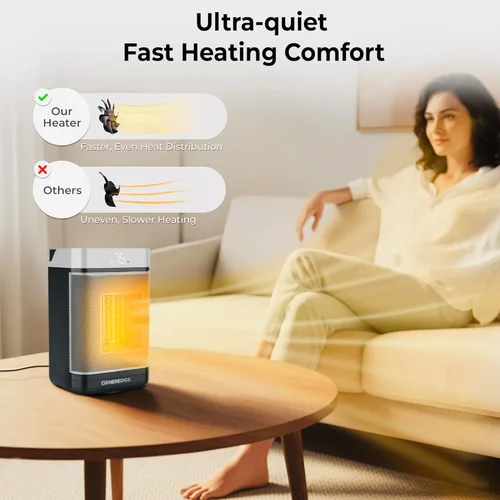 Miniatura 3 de Calentador de espacio portátil para uso en interiores - Calentador eléctrico PTC de 1500 W con termostato digital, control remoto, oscilación