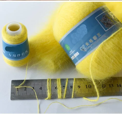 Miniatura 3 de 3 bolas de lana de cachemira de visón, pelo de lujo, pelo largo, de felpa larga, para tejer a mano, ganchillo, proyecto de bricolaje, 5.29 oz (beige)