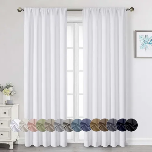 Miniatura 131 de Cortinas opacas para dormitorio, sala de estar, juego de 2 paneles de 54 pulgadas de largo, cortinas de oscurecimiento de habitación con aislamiento