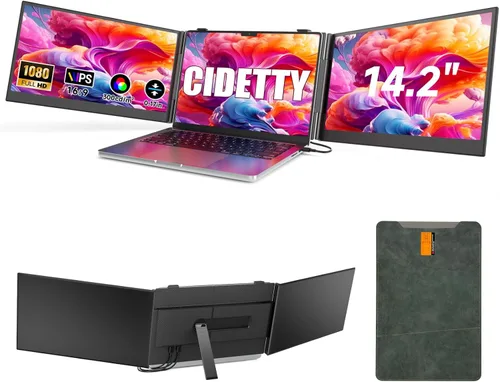 Monitor extensor de pantalla para portátil ultrafino, 14.2 pulgadas, 1080P FHD ligero, triple pantalla, monitor portátil para portátiles, apto para