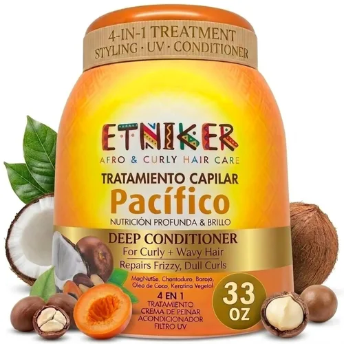 ETNIKER Pacifico - Crema ligera para rizos rizados, acondicionador sin enjuague y mascarilla para cabello profundo, tratamiento antiencrespamiento