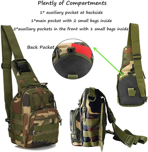 Miniatura 3 de Mochila táctica para el hombro, pequeña, para exteriores, para hombres, viajes, senderismo, camping, mochila para Rover, color negro Camuflaje jungla