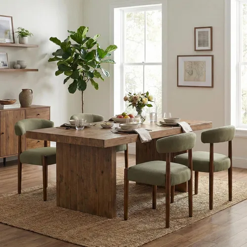 Miniatura 19 de VKNOW Juego de 2 sillas de comedor de madera, modernas sillas de comedor tapizadas con patas de madera de nogal y respaldo curvo, sillas de cocina