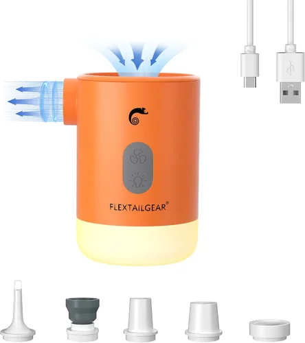 Miniatura 9 de FLEXTAILGEAR Bomba de aire de 4.5 kPa para inflables, bomba de aire portátil con luz LED, batería recargable de 3600 mAh, bomba de inflador