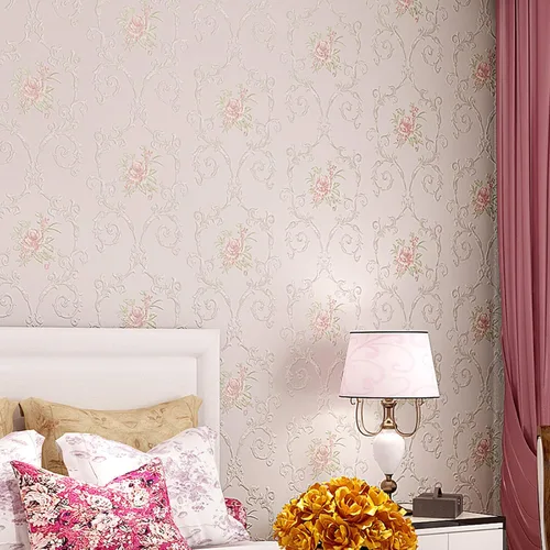 Miniatura 8 de Papel tapiz vintage 3D floral para despegar y pegar, papel tapiz de damasco con estampado floral en relieve, autoadhesivo, no tejido, papeles