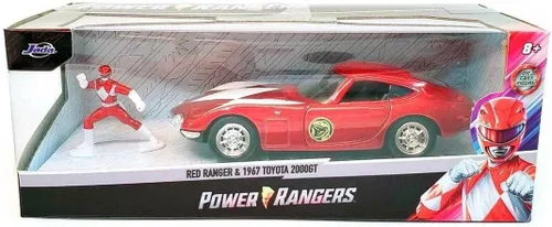 Jada Toys Power Rangers 1:32 1967 Toyota 2000 GT - Coche fundido a presión y figura de 1.65 pulgadas Red Rangers, juguetes para K a partir de 8 años