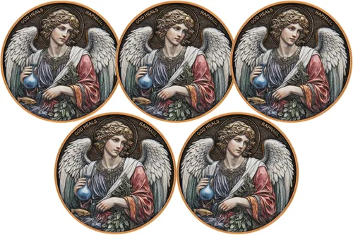 Miniatura 10 de Moneda de desafío Arcángel Rafael - Santo de curación, moneda de coleccionista de doble cara de 1.57 pulgadas