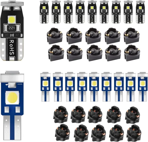 Xenon White T5 37 74 73 2723 2721 T10 168 194 158 2825 Bombilla LED de repuesto para panel de instrumentos, lámpara indicadora de panel de