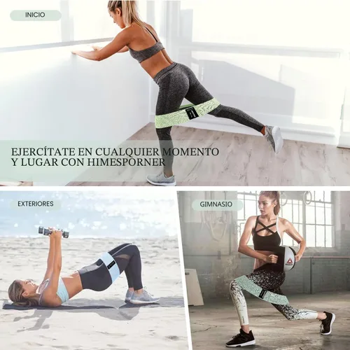 Miniatura 5 de HIMESPORNER Bandas anchas de resistencia de tela para entrenamiento, bandas antideslizantes de ejercicio para glúteos de 3 niveles para mujeres