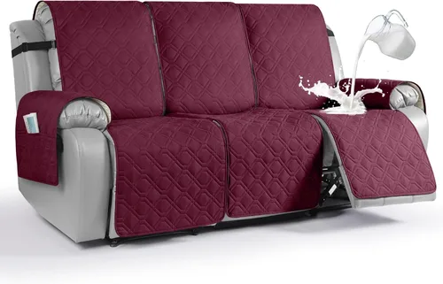 Miniatura 10 de VANSOFY Funda impermeable para sofá reclinable, lavable, funda para sofá reclinable de 1 pieza, protector de muebles con correas elásticas, bolsillo