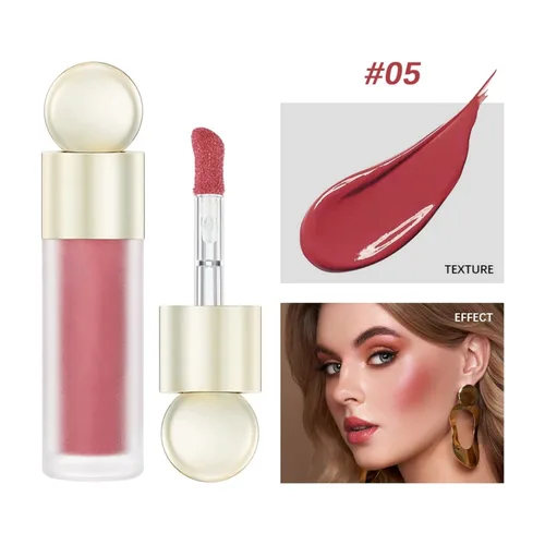 Miniatura 2 de Rubor líquido, maquillaje en crema líquida mate de doble uso para mejillas y labios, de larga duración, a prueba de manchas, rubor facial hidratante