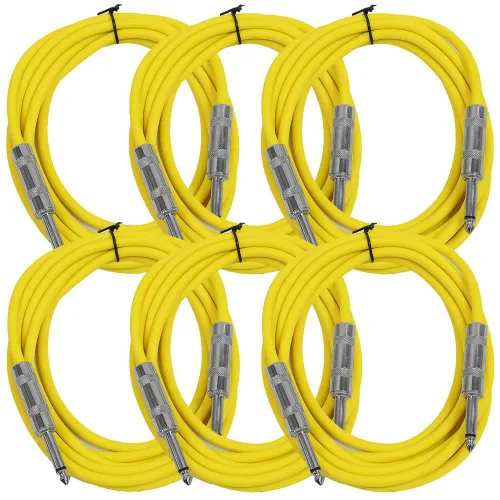 Miniatura 10 de Seismic Audio Cables de guitarra para altavoces, cables de guitarra TS de ¼ pulgadas, 3 pies, multicolor, paquete de 6 Color múltiple