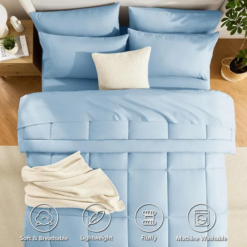 Miniatura 2 de CozyLux Juego de edredón tamaño individual XL, color azul bebé, 5 piezas, cama individual extra larga en una bolsa para dormitorio universitario