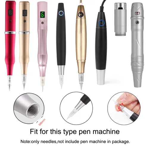 Miniatura 7 de Cartuchos de pigmento desechables Aguja de tatuaje sombreado tapas de punta 1R/3R/7F para máquina de maquillaje permanente Juego de bolígrafos
