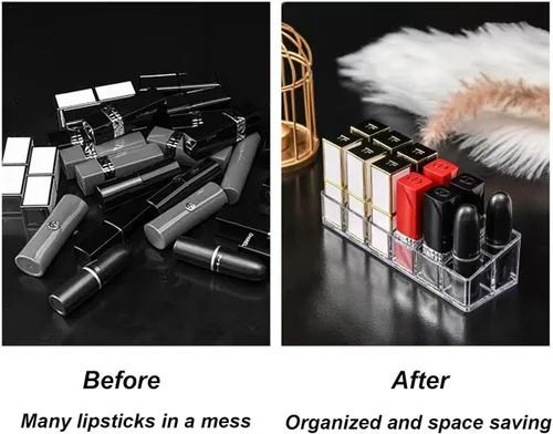Miniatura 4 de Organizador de brillo de labios acrílico transparente, 12 ranuras, soporte de exhibición cosmética para esmalte de uñas, aceite esencial