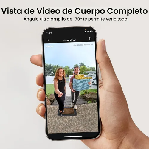 Miniatura 2 de aosu - Timbre de puerta con cámara inalámbrica, vista de arriba a abajo, detección inteligente de paquetes, timbre de video WiFi de 2.4GHz