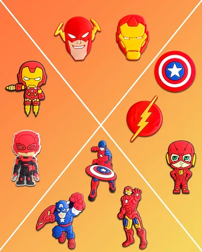 Miniatura 3 de 25 dijes de superhéroe para decoración de zapatos de zueco, accesorios de héroe de dibujos animados para adultos, Metal no precioso., No es una