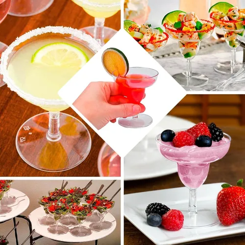 Miniatura 5 de Efavormart Paquete de 24 Vasos de Margarita de Plástico Transparente Cristalino Mini de 2 onzas con Cucharas, Juego de Copa y Cuchara Desechable