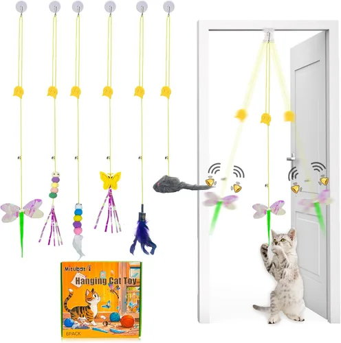 Miniatura 7 de Juguetes para Gatos de Interior Colgante de Puerta Retráctil Volador Da Bird Juguete para Gato para Gatitos Diversión Ejercicio Cuerda Interactiva