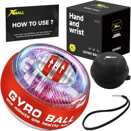 XMALL Bola de giroscopio de muñeca, fortalecedor de antebrazo de mano, entrenador de muñeca, iluminación colorida de arranque automático Rojo