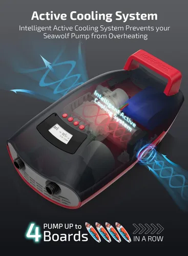 Miniatura 4 de Swonder Seawolf Bomba de tabla de remo, 30% más rápida, bomba de aire eléctrica SUP de 20 PSI con doble cilindro, doble etapa y sistema