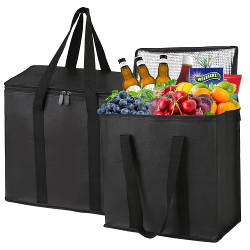musbus Paquete de 2 Bolsas Refrigeradoras Aisladas Bolsas de Comestibles Grandes Bolsa Refrigeradora de Compras Tote para Congelador para Viajes