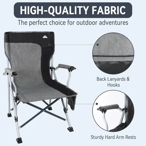 Miniatura 4 de Ablazer Paquete de 2 sillas de campamento para adultos, cada una soporta 350 libras, silla plegable de gran tamaño con soporte para tazas, soporte