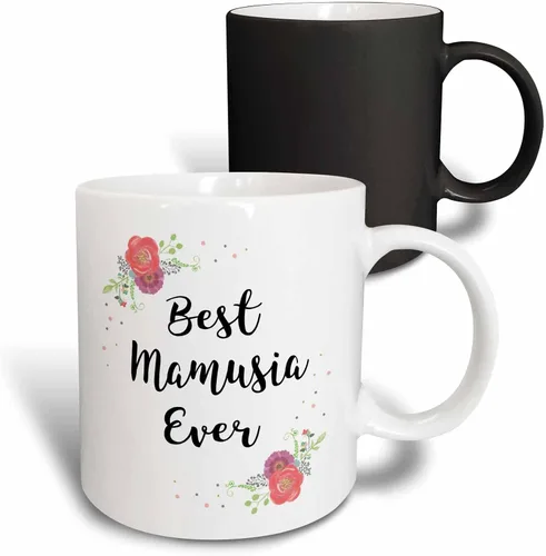 Miniatura 11 de 3dRose InspirationzStore – Love Series – Floral Best Mamusia Ever bonita acuarela rosa flores – Polaco mamá – tazas (taza_311973), Negro/Blanco