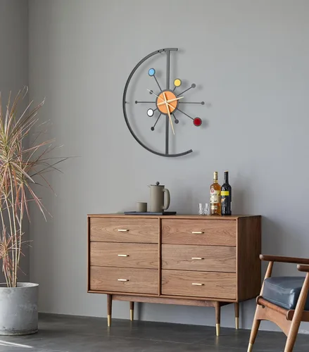 Miniatura 5 de TwoDays Decoración moderna de mediados de siglo, reloj de pared grande retro silencioso de metal Starburst, 20 pulgadas, funciona con pilas.