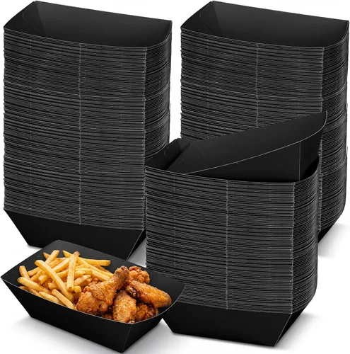Miniatura 14 de Uiifan 200 bandejas de papel desechables para alimentos y barcos, resistentes a la grasa, bandeja de cartón para perros calientes, soporte