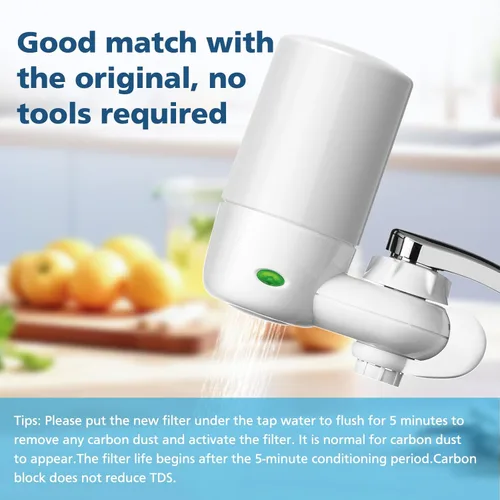 Miniatura 5 de 2 paquetes de cartuchos de filtro de grifo de repuesto, compatibles con el sistema de filtración de agua de grifo Brita®, Brita® 36311, 36313, Blanco