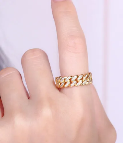 Miniatura 5 de Tanyoyo Anillos de cadena de eslabones cubanos de banda ancha de 0.276 in para mujeres y niñas, regalo del día de la madre