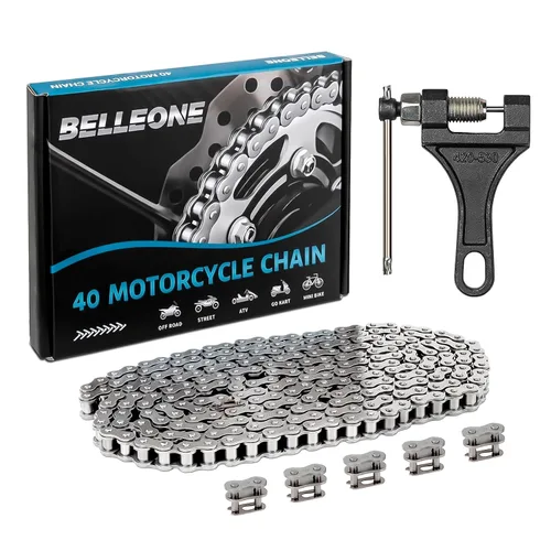 Miniatura 8 de 40 Cadena de Rodillos de 3 Pies con 5 Enlaces Conectores Gratuitos, Cadena de Acero al Carbono para Go-Kart, Sopladora de Nieve, Piñón, Moto