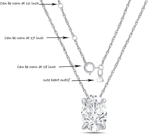 Miniatura 2 de La Joya Collar de diamantes cultivados en laboratorio para mujer Oro blanco de 14 quilates Collar con colgante de diamante flotante de 12 quilate