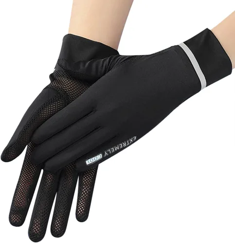 IPENNY Guantes de verano para mujer, protección solar UPF 50+, 2 dedos, malla abatible, transpirable, para pantalla táctil, antideslizantes